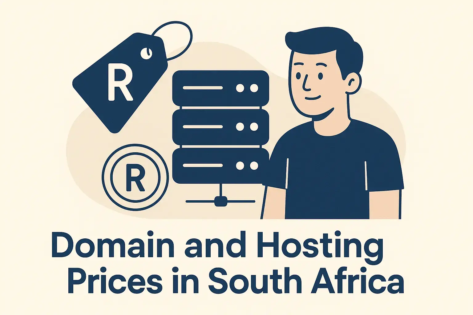 Illustration representing the cost of domain registration and hosting in South Africa.