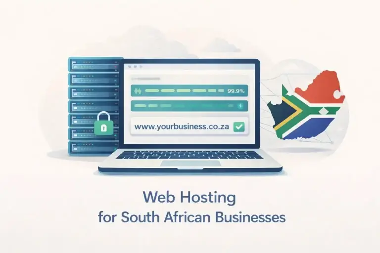 Web hosting South Africa for businesses with secure servers and domain infrastructure