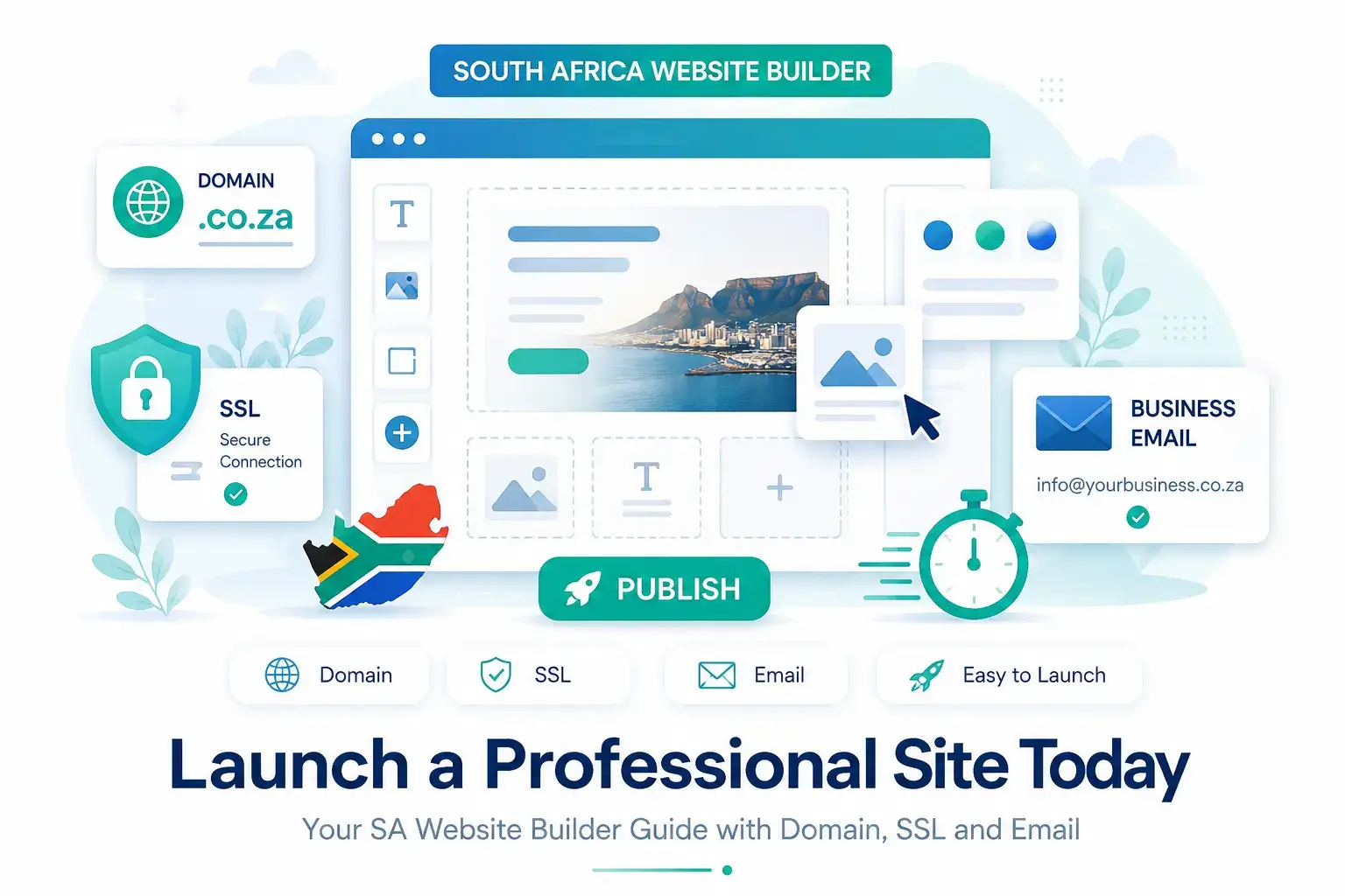 Website builder South Africa guide with domain SSL and business email