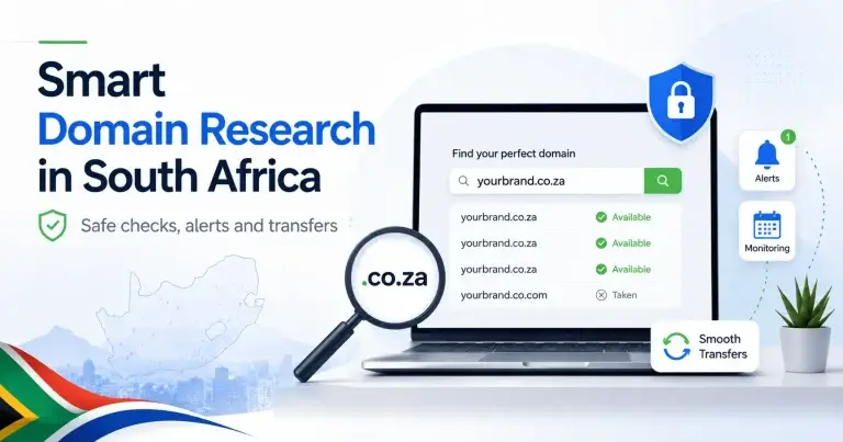 Smart domain research in South Africa with safe .co.za checks, alerts and transfers